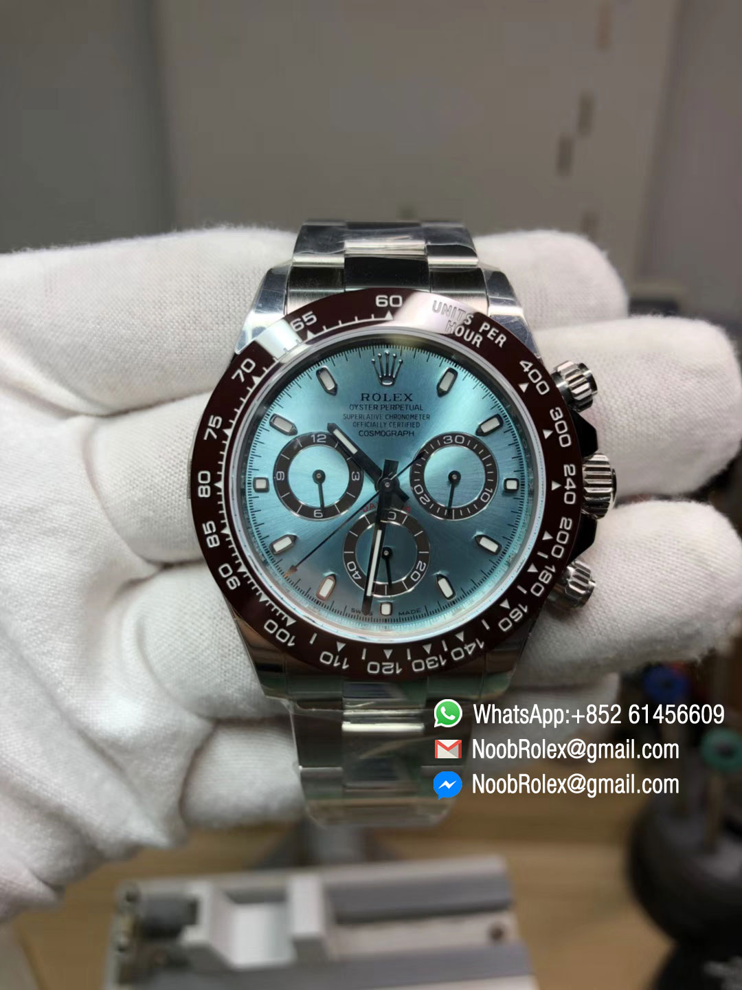 Noob 1:1 Best Edition Super Clone 4130 Daytona 116506 Stainless Steel Case & Bracelet Brown Ceramic Bezel Ice Blue Dial 2018 New Best Edition