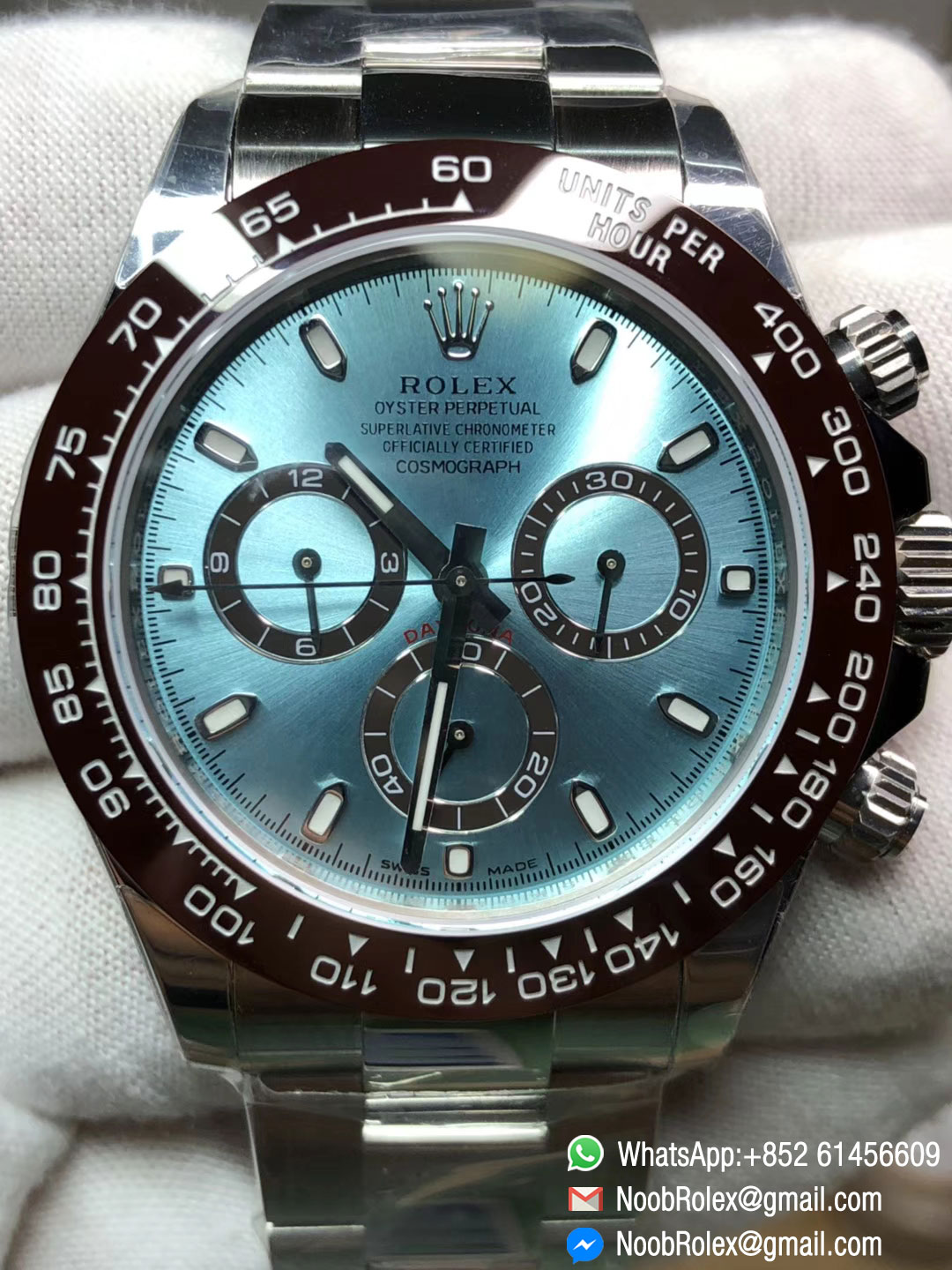 Noob 1:1 Best Edition Super Clone 4130 Daytona 116506 Stainless Steel Case & Bracelet Brown Ceramic Bezel Ice Blue Dial 2018 New Best Edition