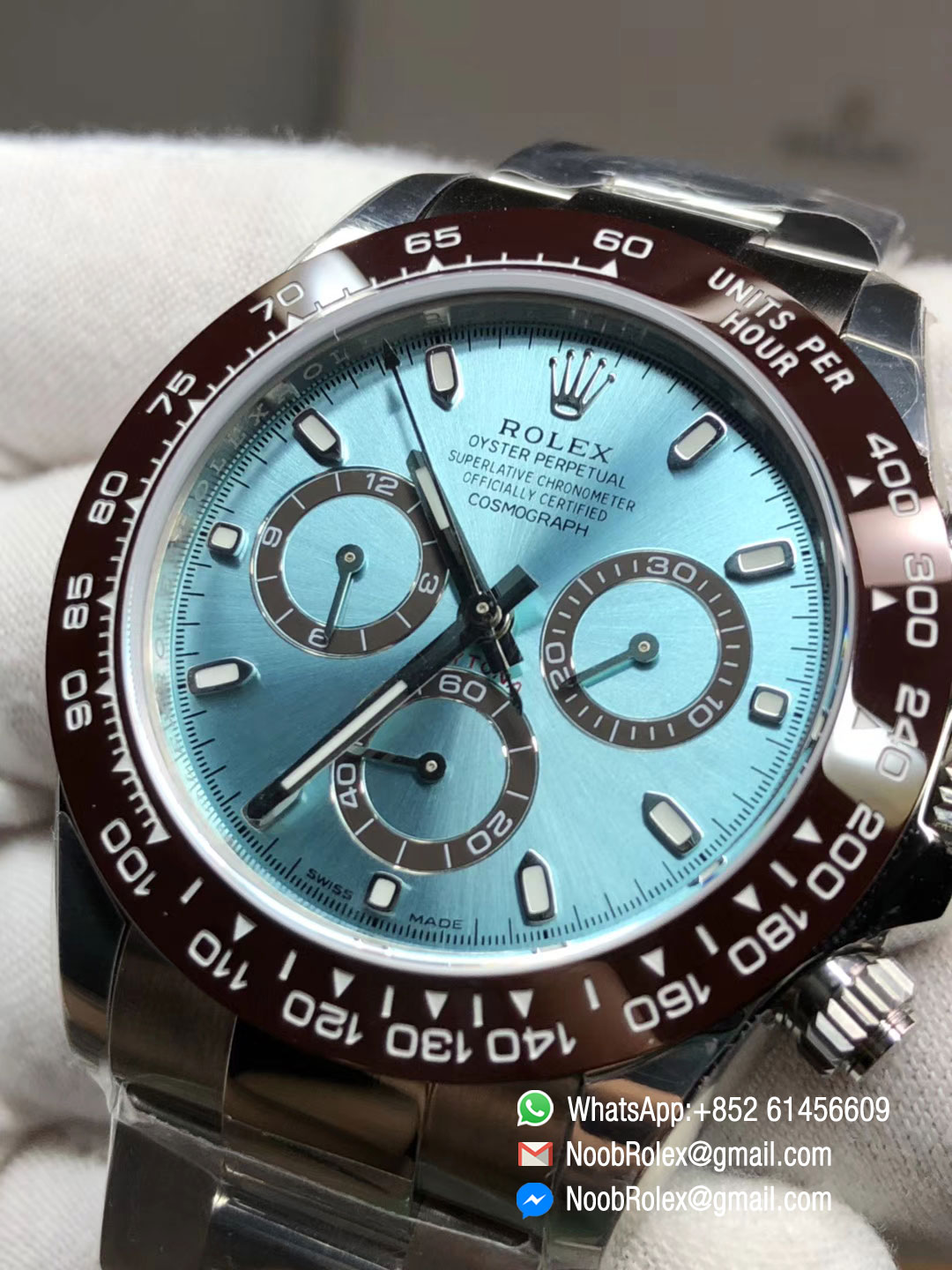 Noob 1:1 Best Edition Super Clone 4130 Daytona 116506 Stainless Steel Case & Bracelet Brown Ceramic Bezel Ice Blue Dial 2018 New Best Edition