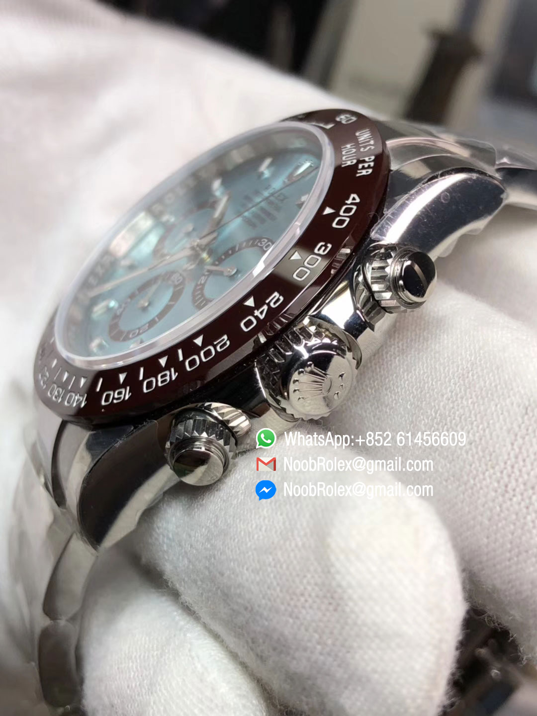 Noob 1:1 Best Edition Super Clone 4130 Daytona 116506 Stainless Steel Case & Bracelet Brown Ceramic Bezel Ice Blue Dial 2018 New Best Edition