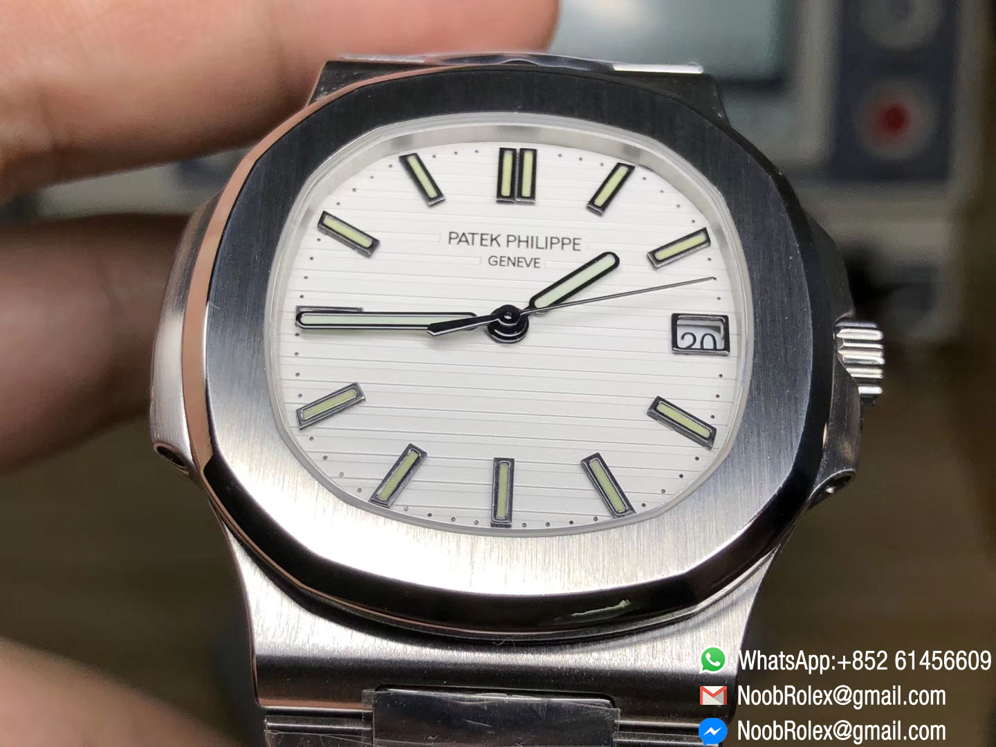 PF Edition Nautilus Jumbo 5711 White Textured Dial on Stainless Steel Bracelet A324 Clone Movement