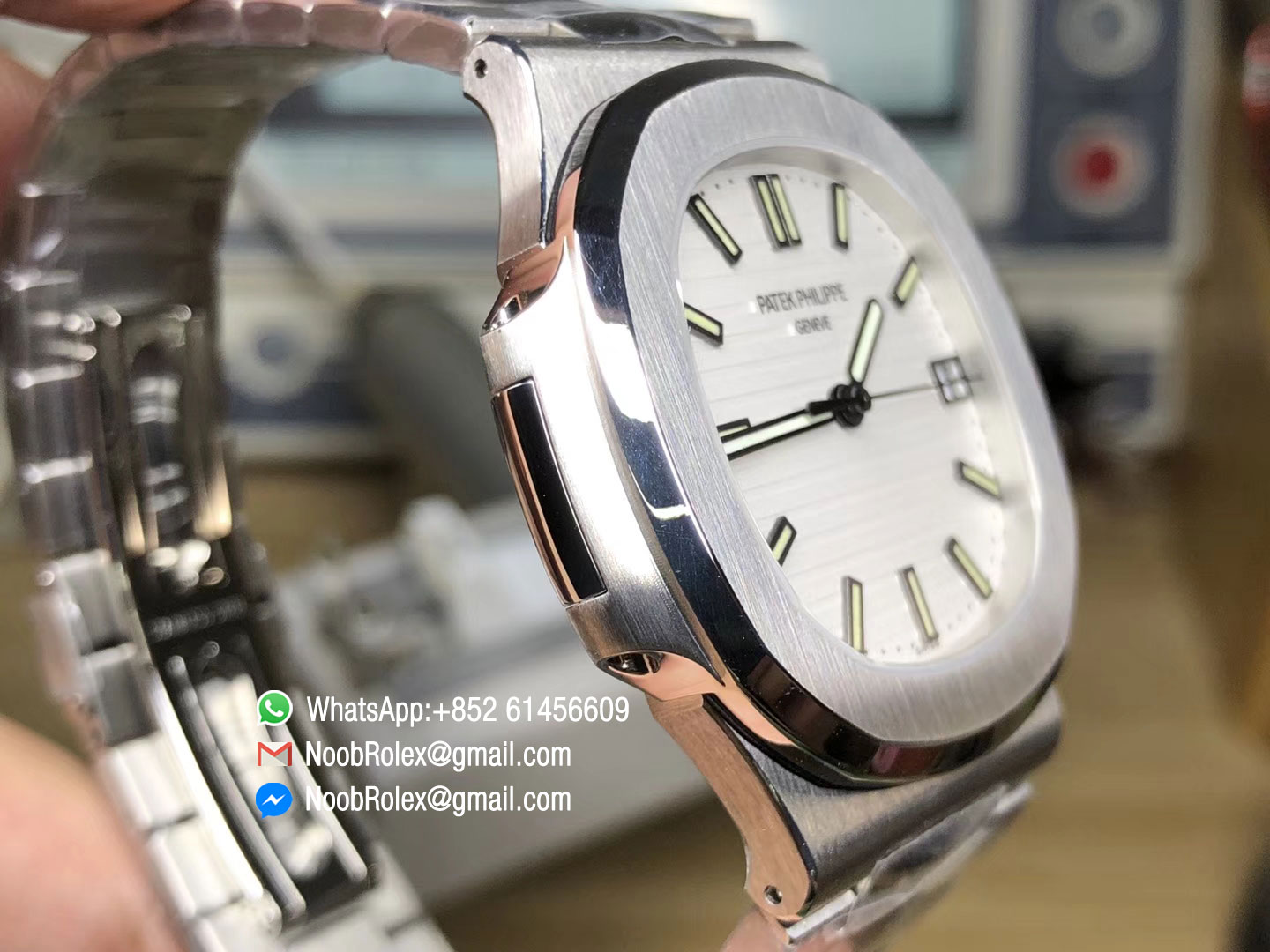 PF Edition Nautilus Jumbo 5711 White Textured Dial on Stainless Steel Bracelet A324 Clone Movement