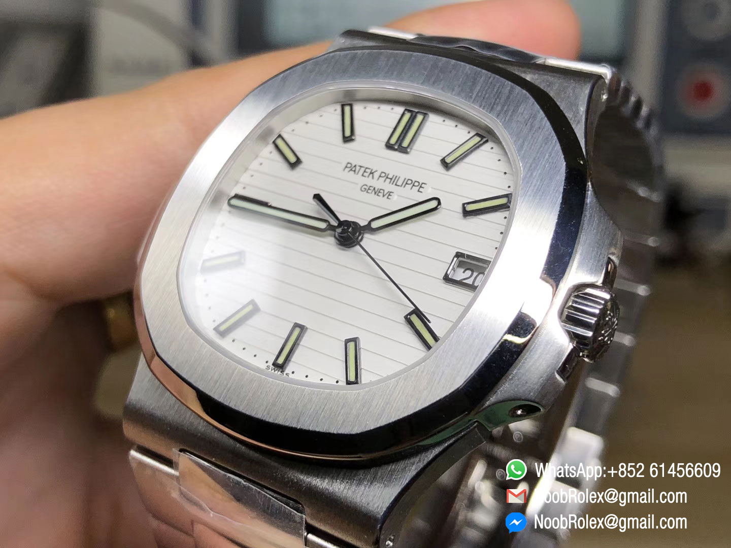 PF Edition Nautilus Jumbo 5711 White Textured Dial on Stainless Steel Bracelet A324 Clone Movement