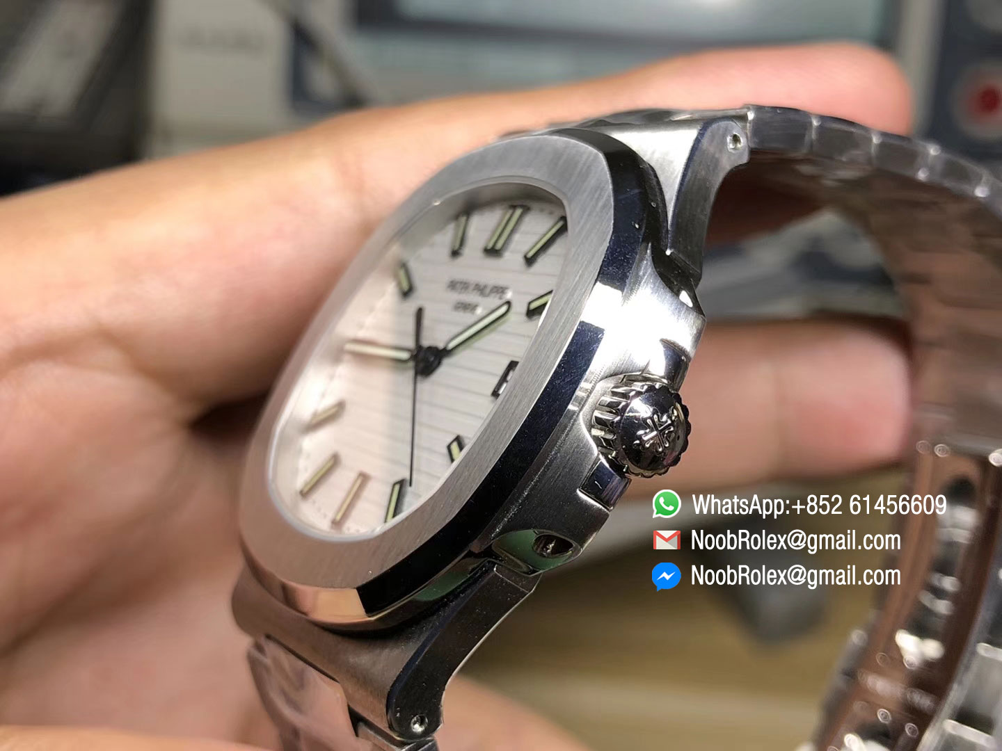 PF Edition Nautilus Jumbo 5711 White Textured Dial on Stainless Steel Bracelet A324 Clone Movement