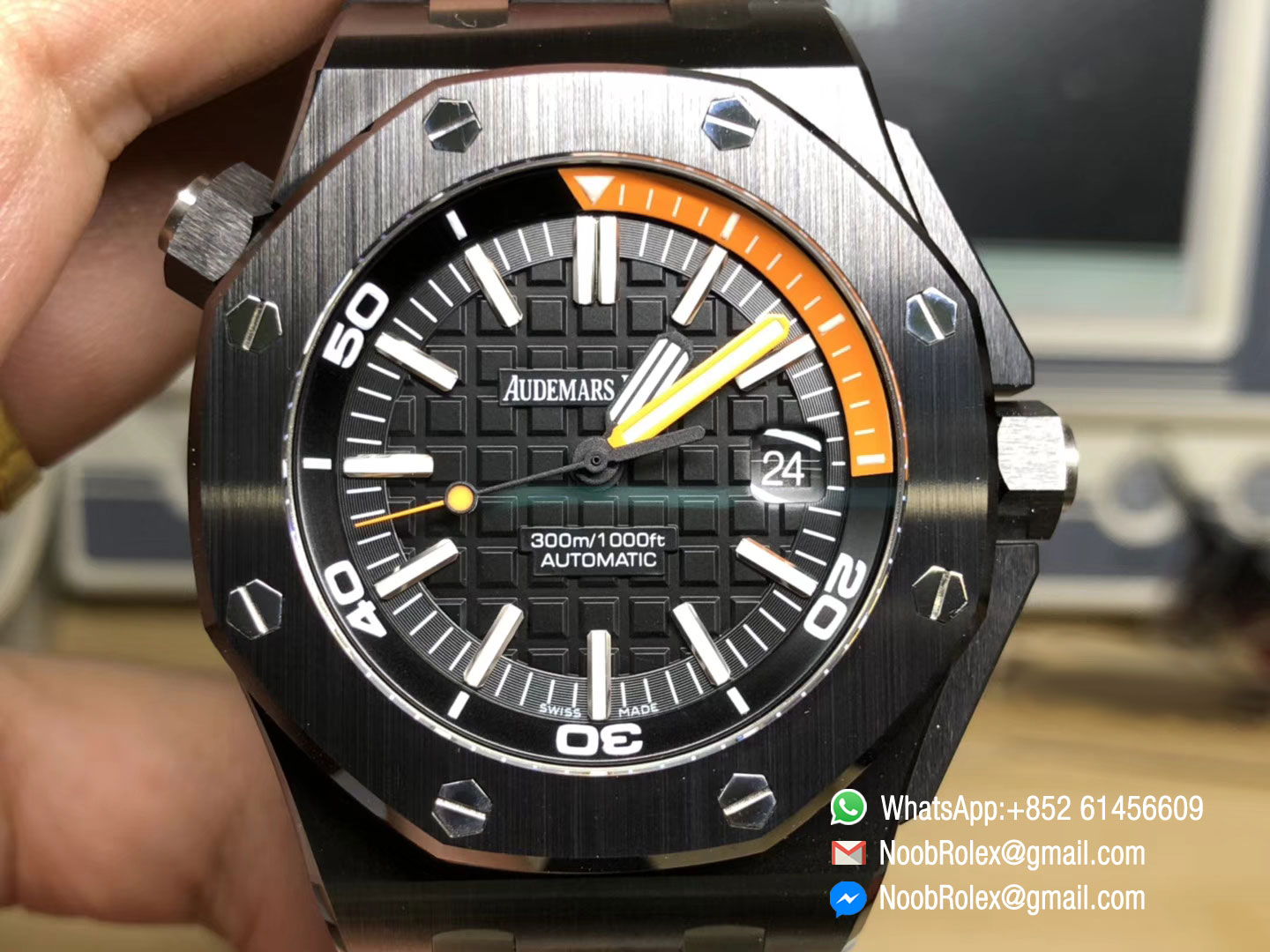 Royal Oak Offshore Diver Watch 15707 Real Black Ceramic Bezel on Black Rubber Strap A3120 XF 1:1 Best Edition V2