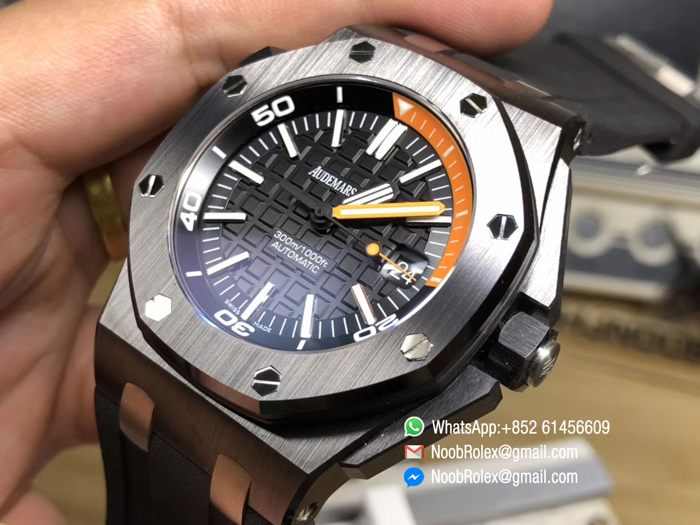 Royal Oak Offshore Diver Watch 15707 Real Black Ceramic Bezel on Black Rubber Strap A3120 XF 1:1 Best Edition V2