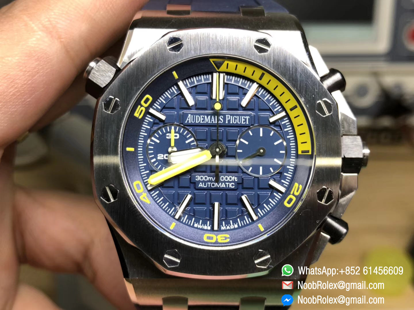 AP Royal Oak Offshore Diver Wristwatch 26703ST Chronograph Blue Blue Rubber Strap A3126 V2 JF Top Fake Watch