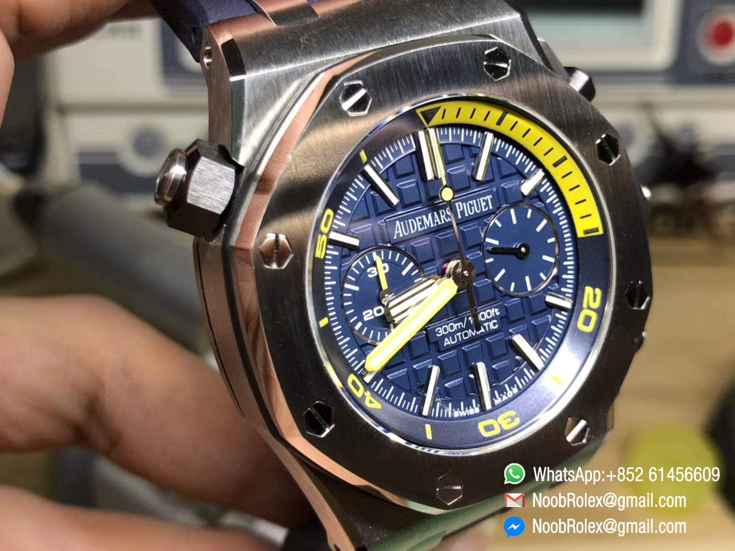AP Royal Oak Offshore Diver Wristwatch 26703ST Chronograph Blue Blue Rubber Strap A3126 V2 JF Top Fake Watch