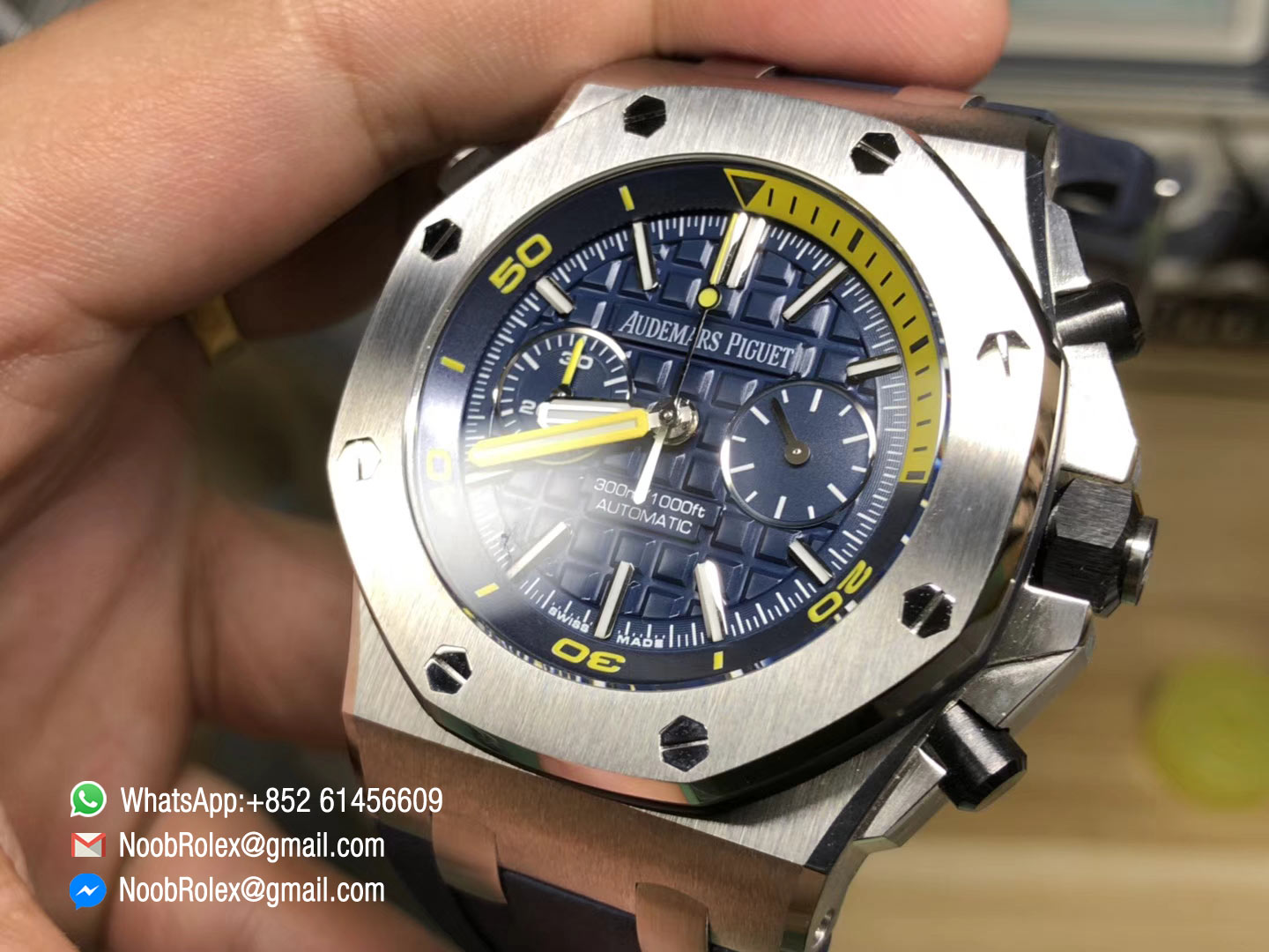 AP Royal Oak Offshore Diver Wristwatch 26703ST Chronograph Blue Blue Rubber Strap A3126 V2 JF Top Fake Watch