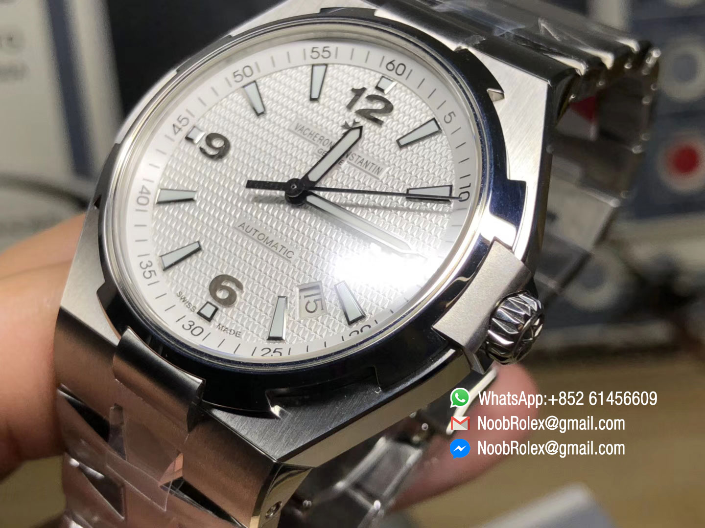 Vacheron Constantin Overseas 47040 Automatic Stainless Steel Case White Textured Dial On Stainless Steel Bracelet Miyota 9015 JJ Factory Top Quality