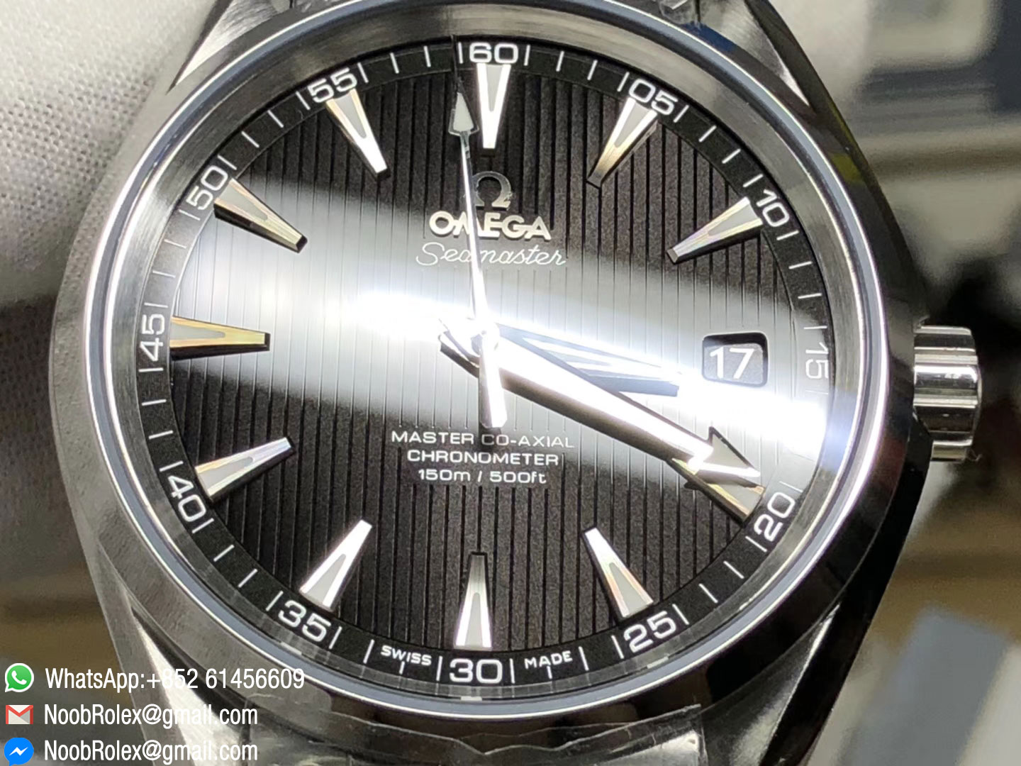 Aqua Terra 150M Watch Steel Case Black Textured Dial Silver Markers on A8500 Super Clone Movement VSF 2018 Edition
