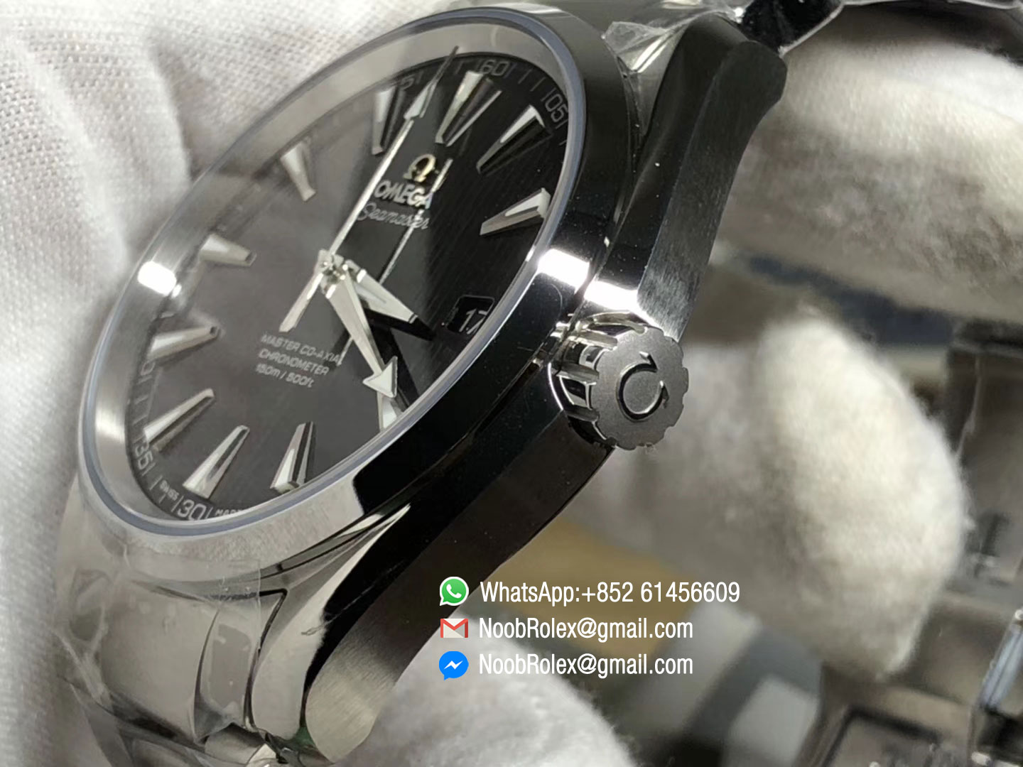 Aqua Terra 150M Watch Steel Case Black Textured Dial Silver Markers on A8500 Super Clone Movement VSF 2018 Edition