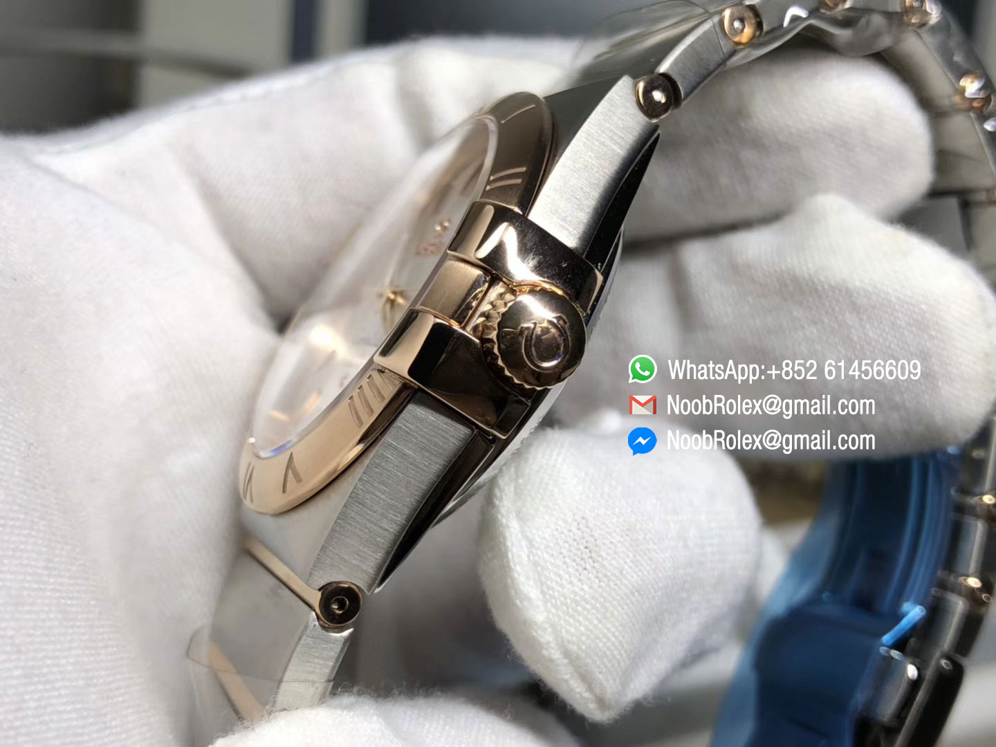 Omega Constellation CO-AXIAL 38mm Watch 123.20.38.21.02.001 Red Gold Bezel Red Gold on Steel Bracelet Silver Dial A8500 V6F Top Rep Watch