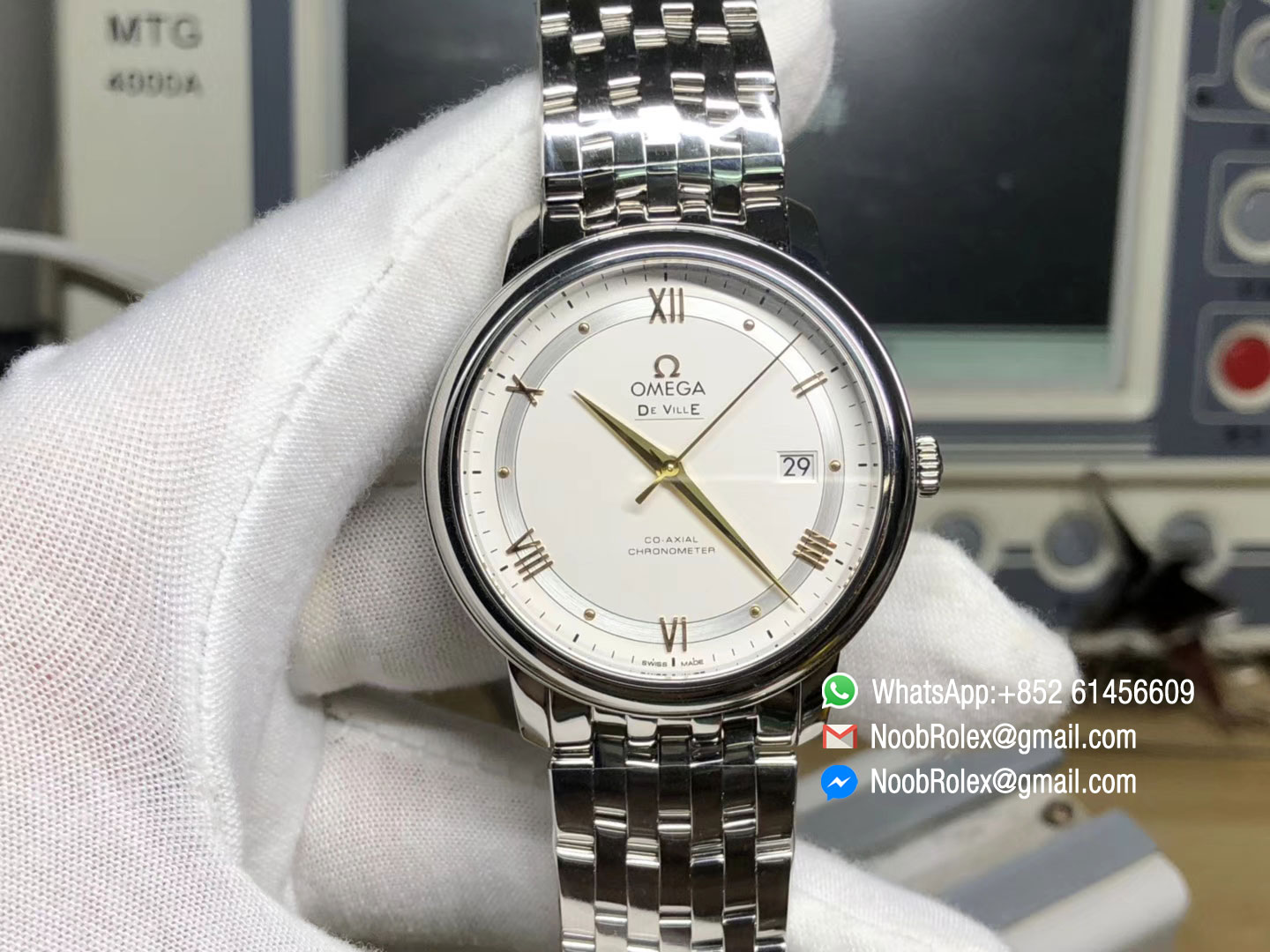 De Ville Prestige Stainless Steel Case & Bracelet White Dial Gold Hand & Marker A2824 Movement GP Factory