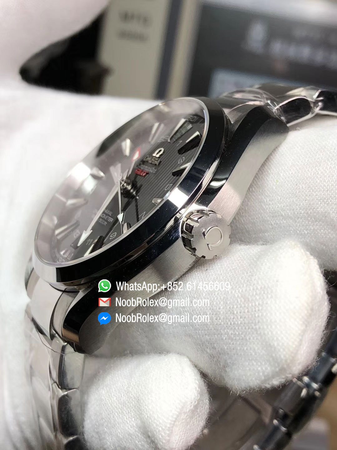 Aqua Terra 150M GMT Stainless Steel Case & Bracelet Black Textured Dial A8605 Super Clone 2018 VSF Best Edition