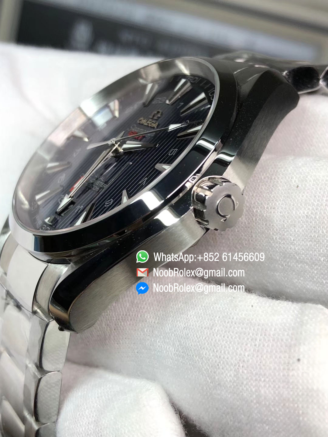 Aqua Terra 150M GMT Stainless Steel Case & Bracelet Blue Textured Dial A8605 Super Clone 2018 VSF Best Edition