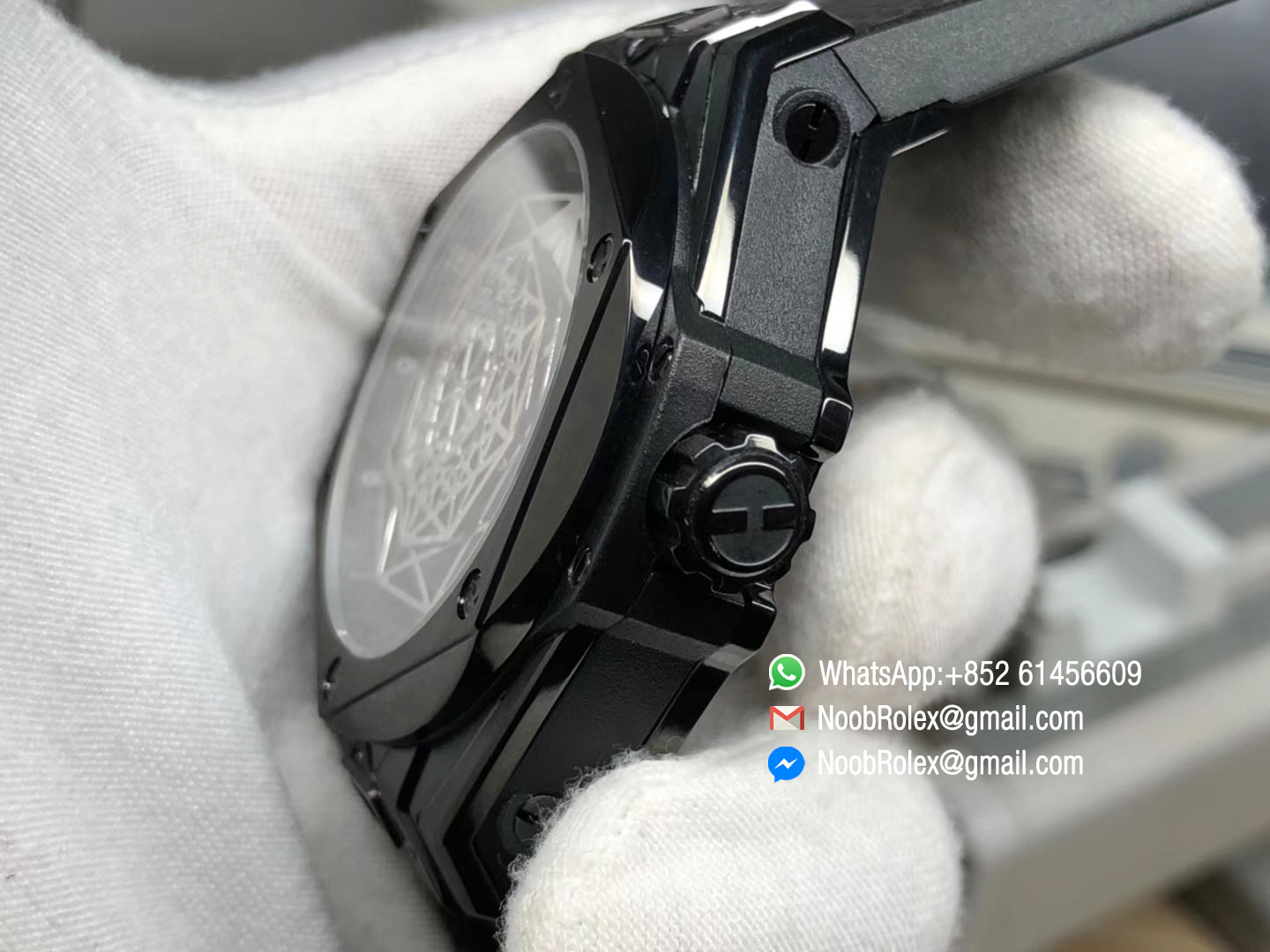 Big Bang Unico Sang Bleu PVD Skeleton Dial on Black Gummy Strap Asaian HUB1213 TMF