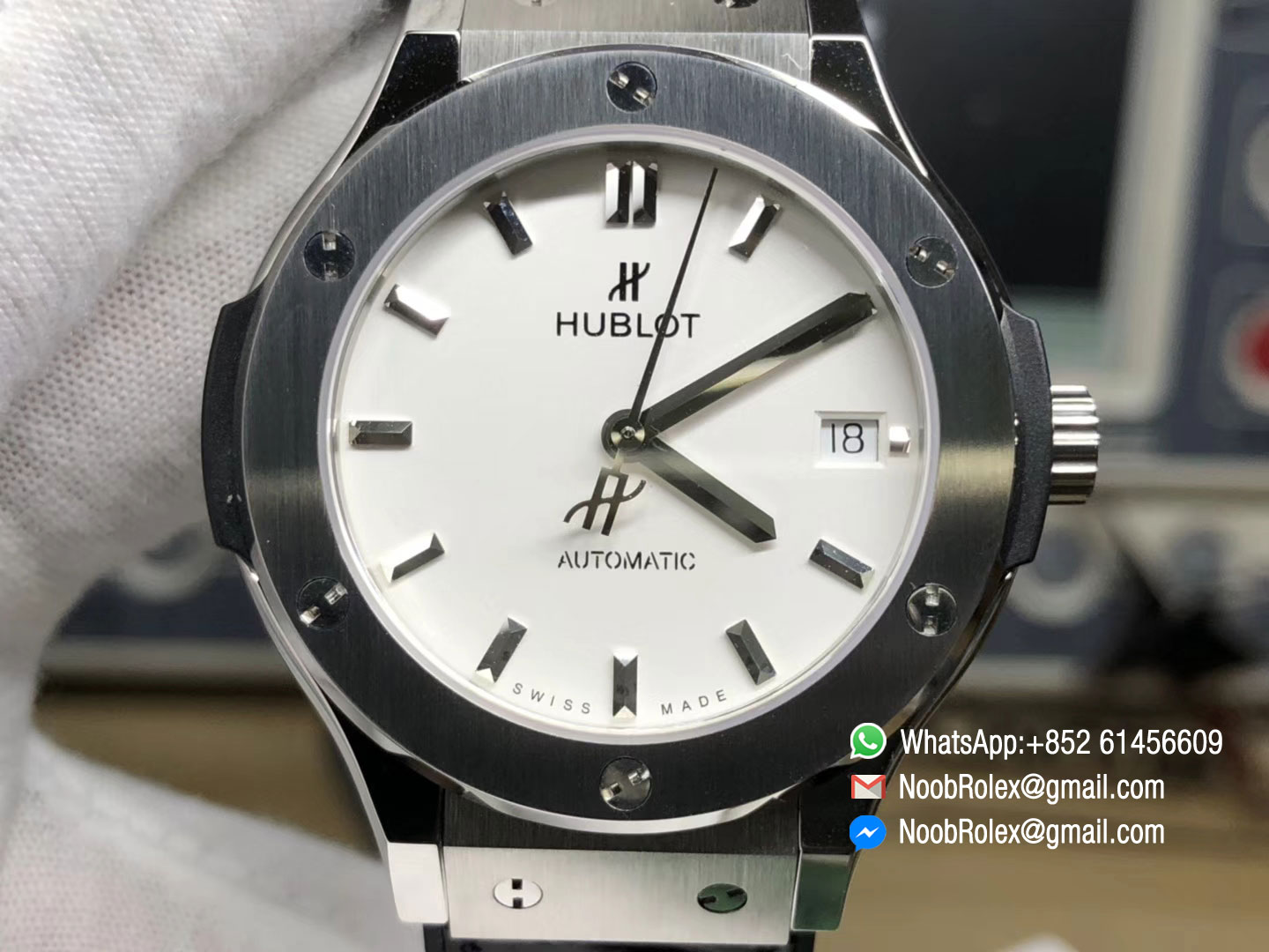 Classic Fusion 38mm Titanium Edition White Dial on Black Gummy Strap A2892 JJF V2 Best Rep Wristwatch