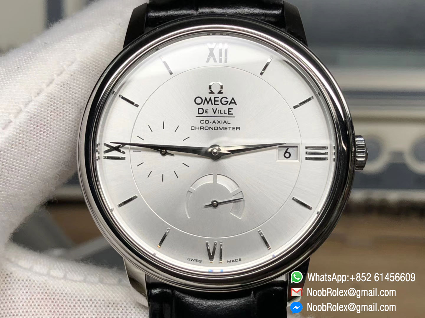 De Ville Prestige Real Power Reserve Steel Case White Dial on Black Leather Strap A2824 TW 1:1 Best Edition