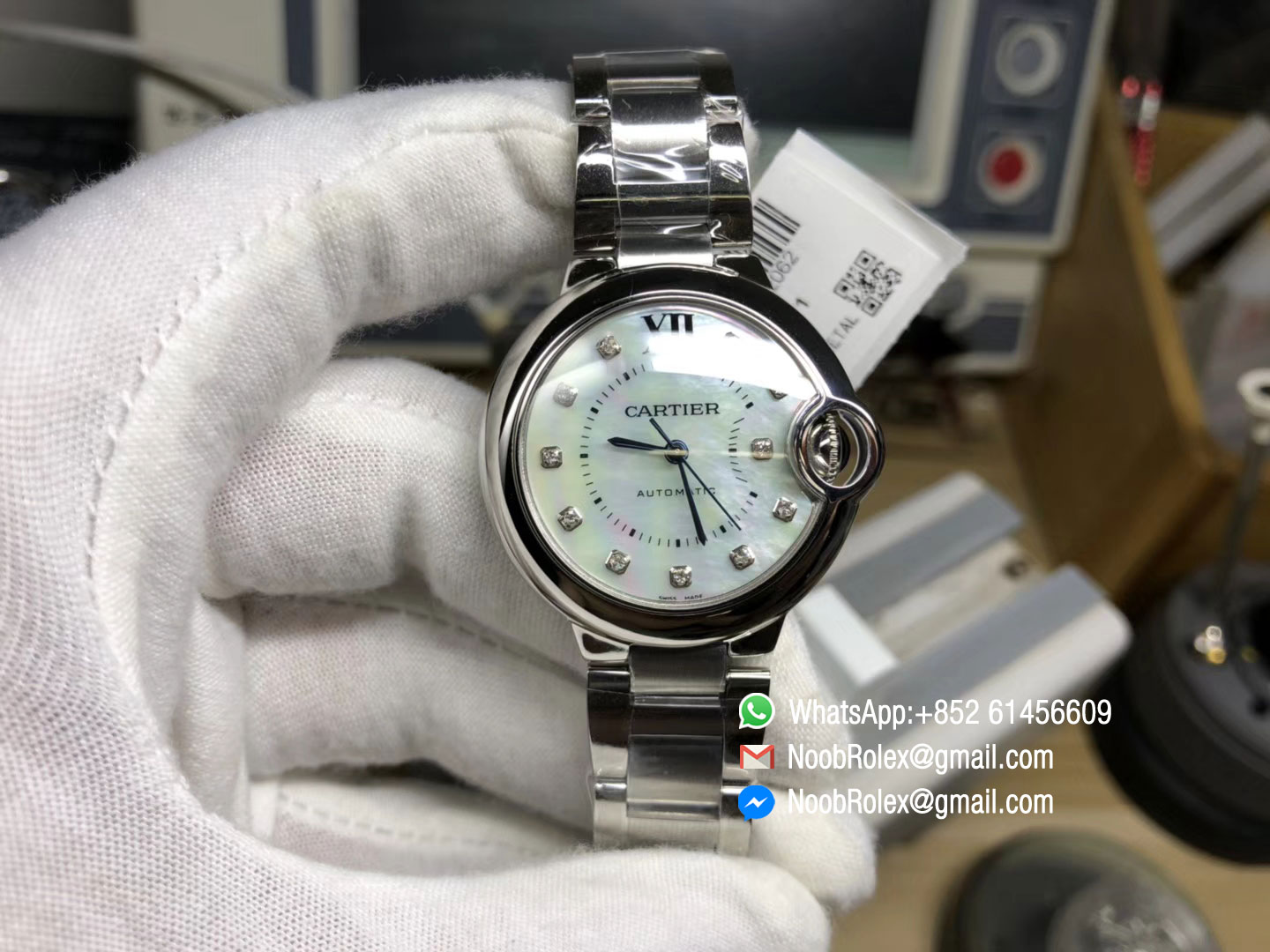 Ladies Ballon Bleu Watch Ref# W6920071 33mm MOP Dial Diamonds Markers Swiss ETA 2671 Automatic movement