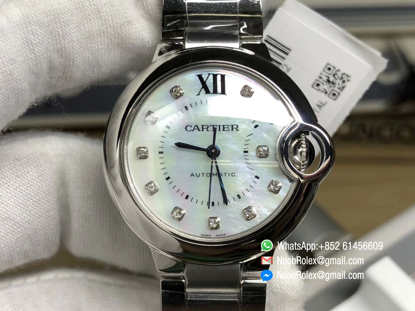 Ladies Ballon Bleu Watch Ref# W6920071 33mm MOP Dial Diamonds Markers Swiss ETA 2671 Automatic movement