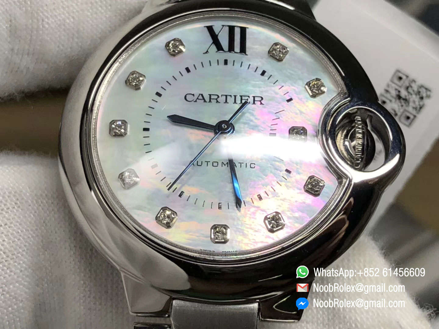 Ladies Ballon Bleu Watch Ref# W6920071 33mm MOP Dial Diamonds Markers Swiss ETA 2671 Automatic movement