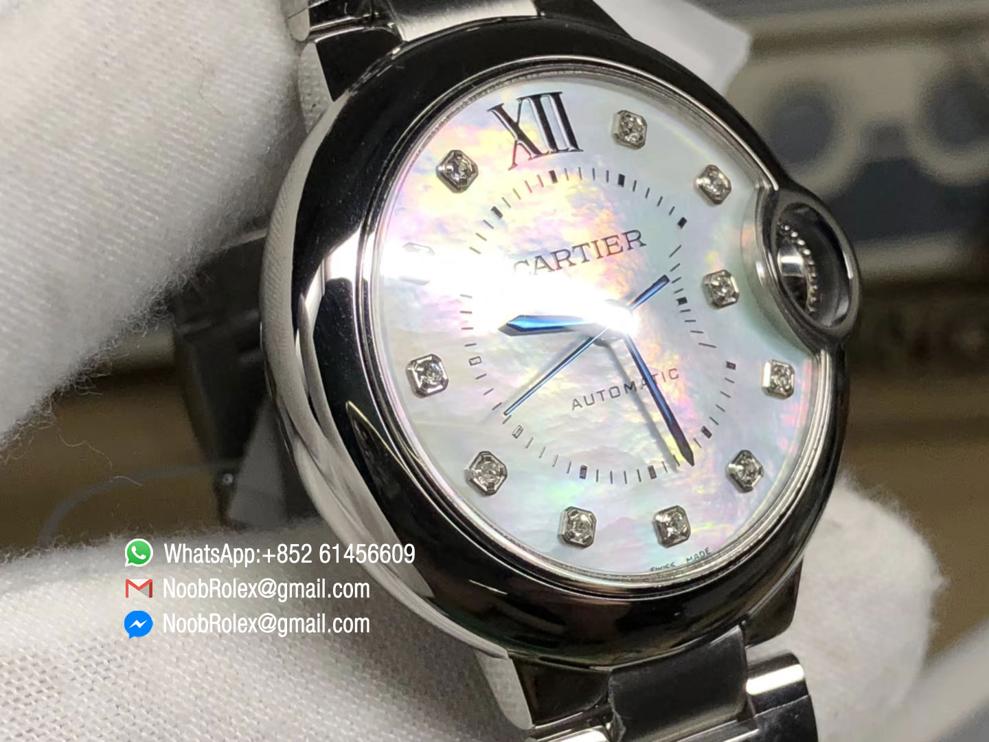 Ladies Ballon Bleu Watch Ref# W6920071 33mm MOP Dial Diamonds Markers Swiss ETA 2671 Automatic movement