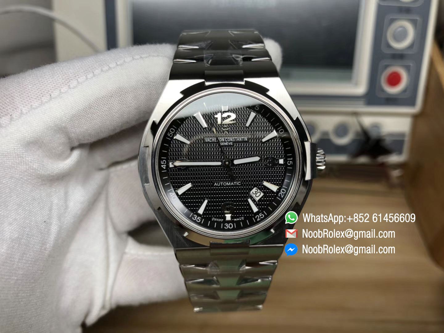 Overseas Watch Model 47040-B01A Stainless Steel Case & Bracelet Black Textured Dial MIYOTA 9015 JJF 1:1 Best Edition