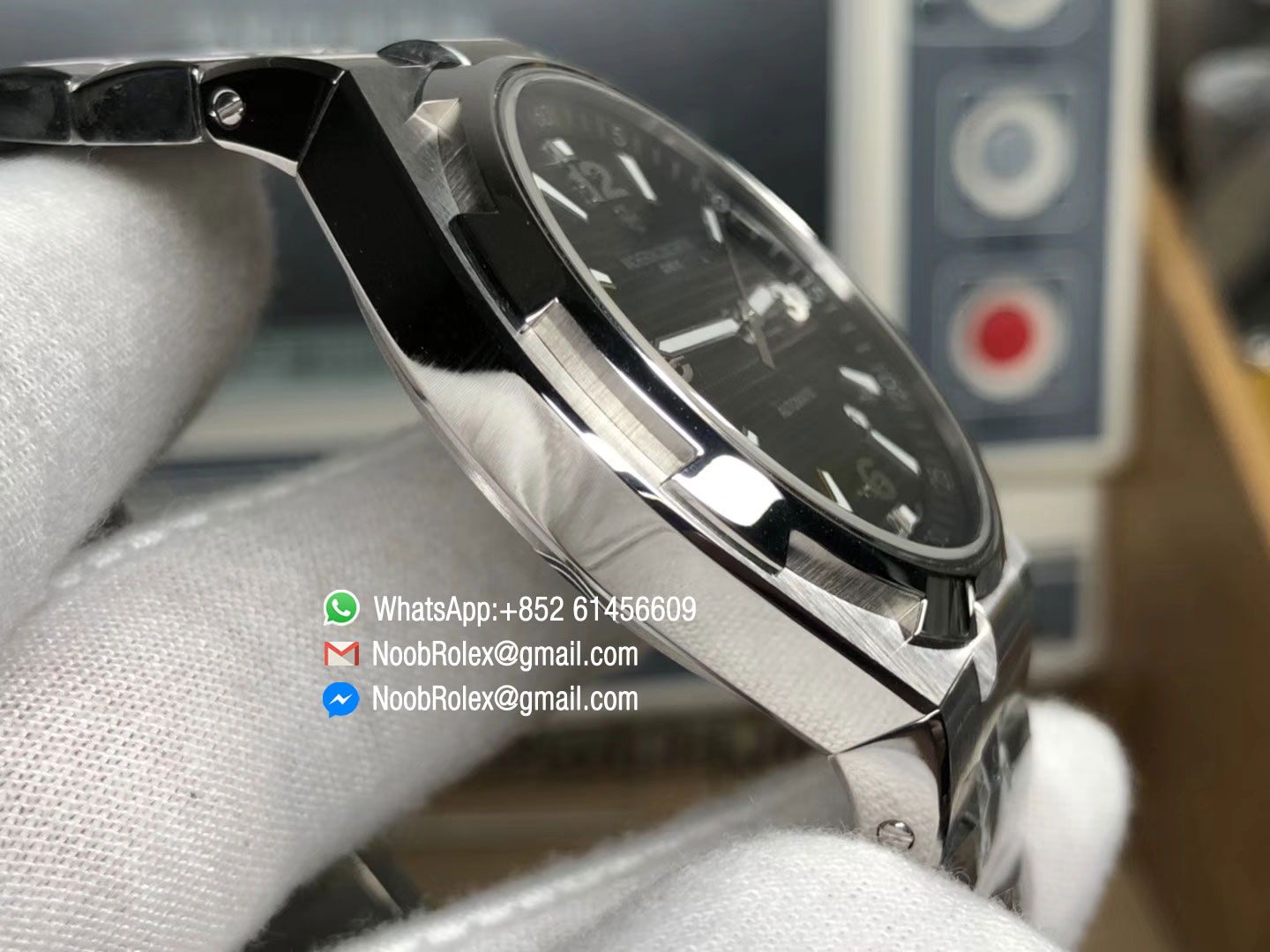 Overseas Watch Model 47040-B01A Stainless Steel Case & Bracelet Black Textured Dial MIYOTA 9015 JJF 1:1 Best Edition