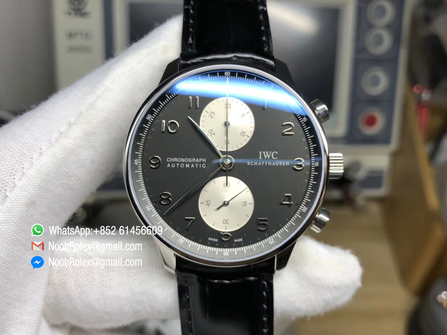Portuguese Chrono IW371404 Black Leather Strap A7750 Same Thickness as Genuine ZF Top Quality