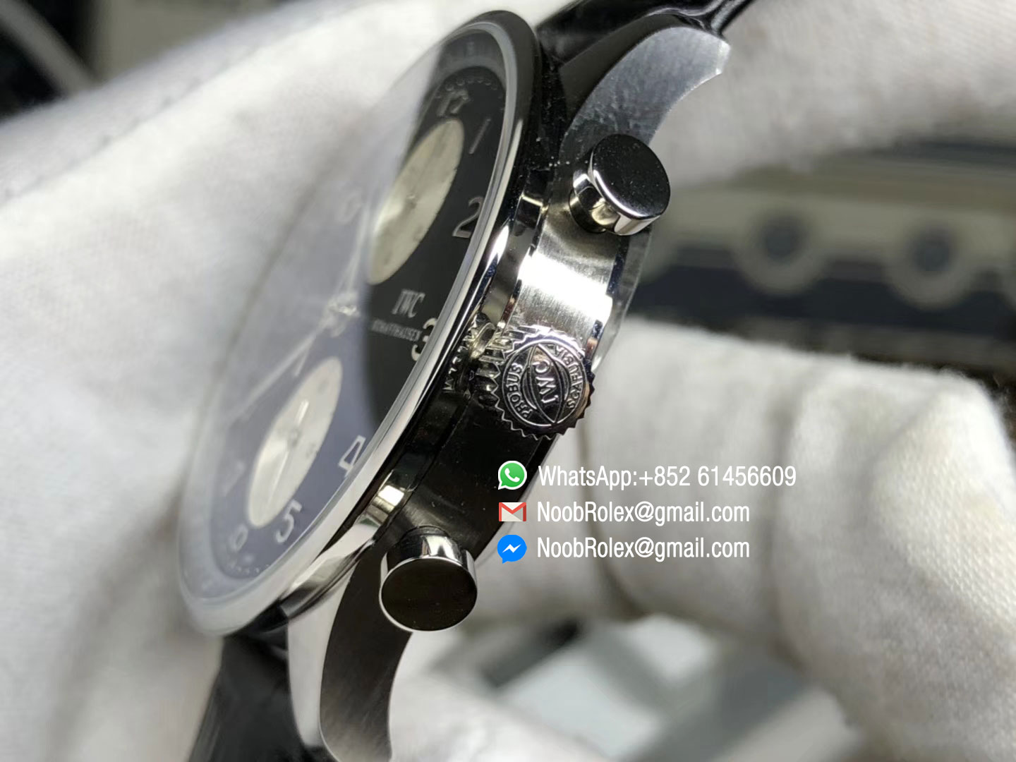 Portuguese Chrono IW371404 Black Leather Strap A7750 Same Thickness as Genuine ZF Top Quality