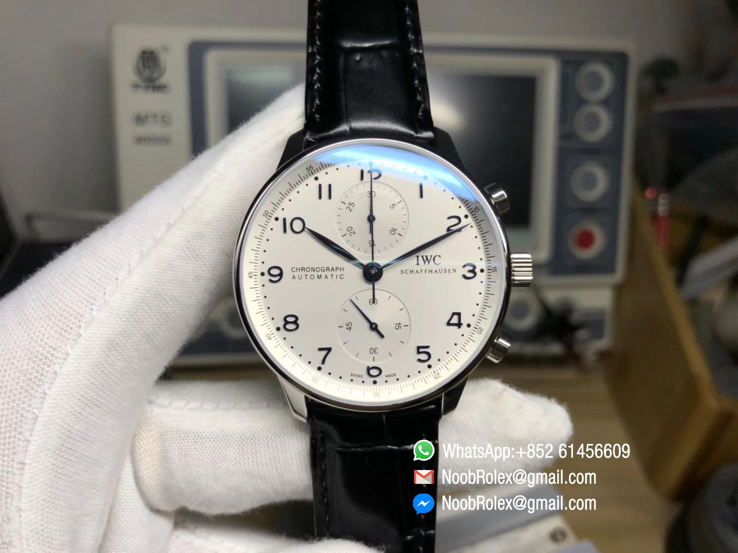 Portuguese Chrono IW371446 Blue Hand & Black Leather Strap A7750 Same Thickness as Genuine ZF 1:1 Best Edition