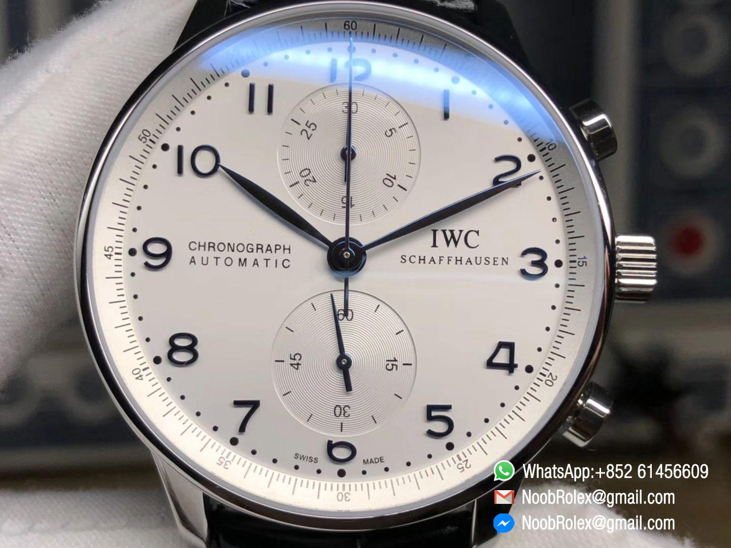 Portuguese Chrono IW371446 Blue Hand & Black Leather Strap A7750 Same Thickness as Genuine ZF 1:1 Best Edition