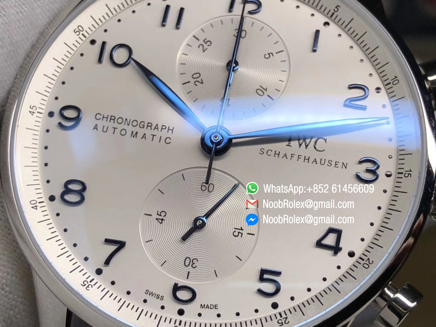 Portuguese Chrono IW371446 Blue Hand & Black Leather Strap A7750 Same Thickness as Genuine ZF 1:1 Best Edition