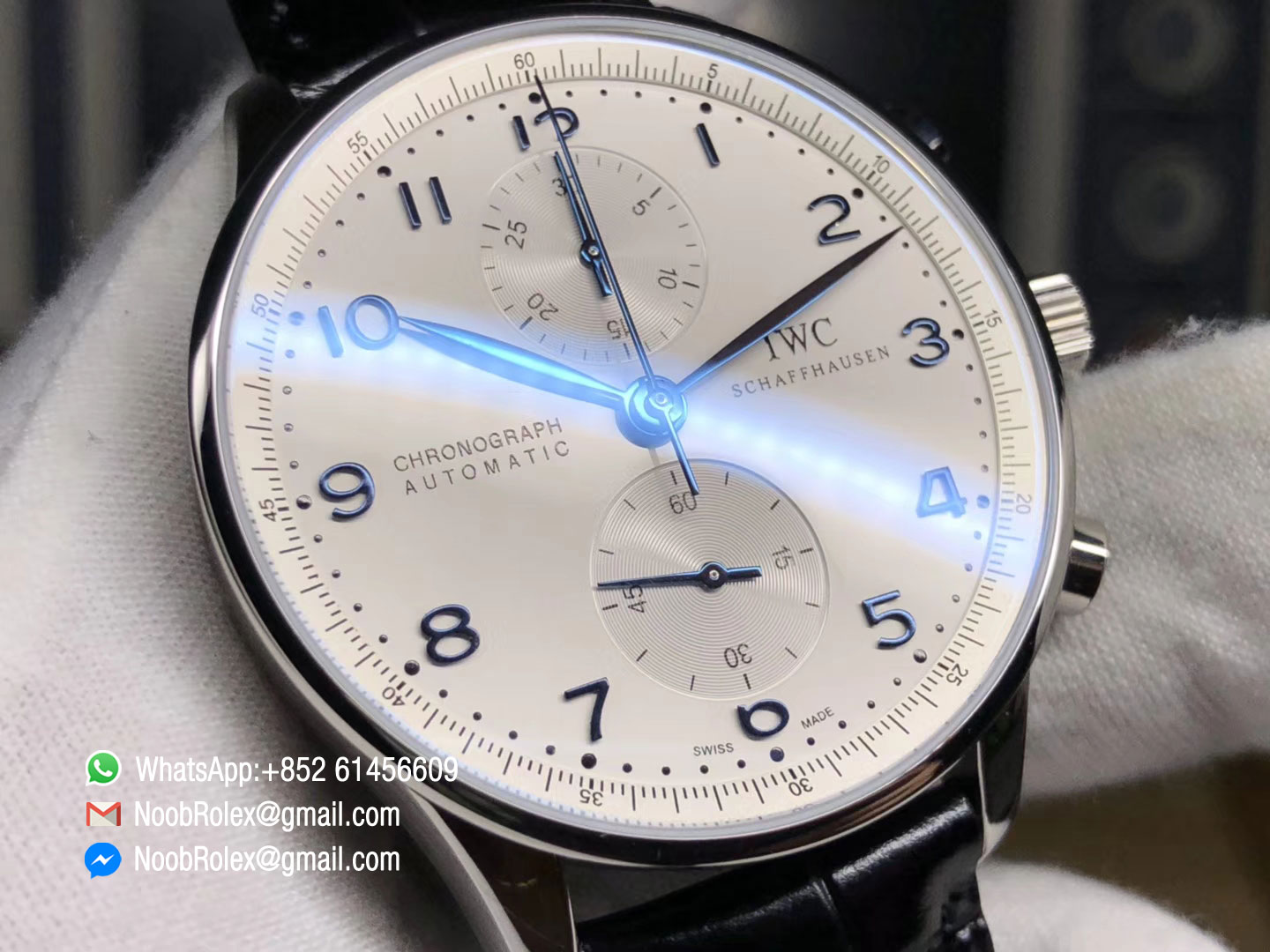 Portuguese Chrono IW371446 Blue Hand & Black Leather Strap A7750 Same Thickness as Genuine ZF 1:1 Best Edition