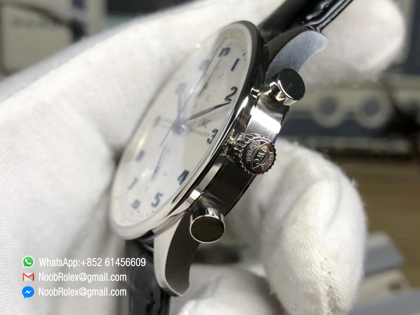 Portuguese Chrono IW371446 Blue Hand & Black Leather Strap A7750 Same Thickness as Genuine ZF 1:1 Best Edition