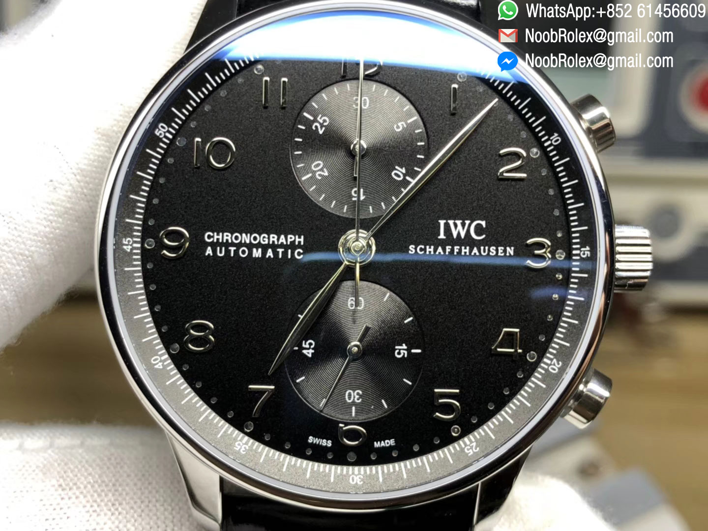 Portuguese Chronograph IW371447 Black Leather Strap A7750 Same Thickness as Genuine ZF Best Rep
