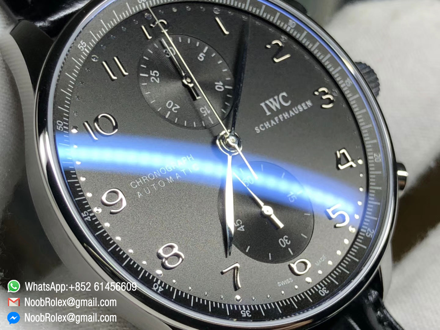 Portuguese Chronograph IW371447 Black Leather Strap A7750 Same Thickness as Genuine ZF Best Rep