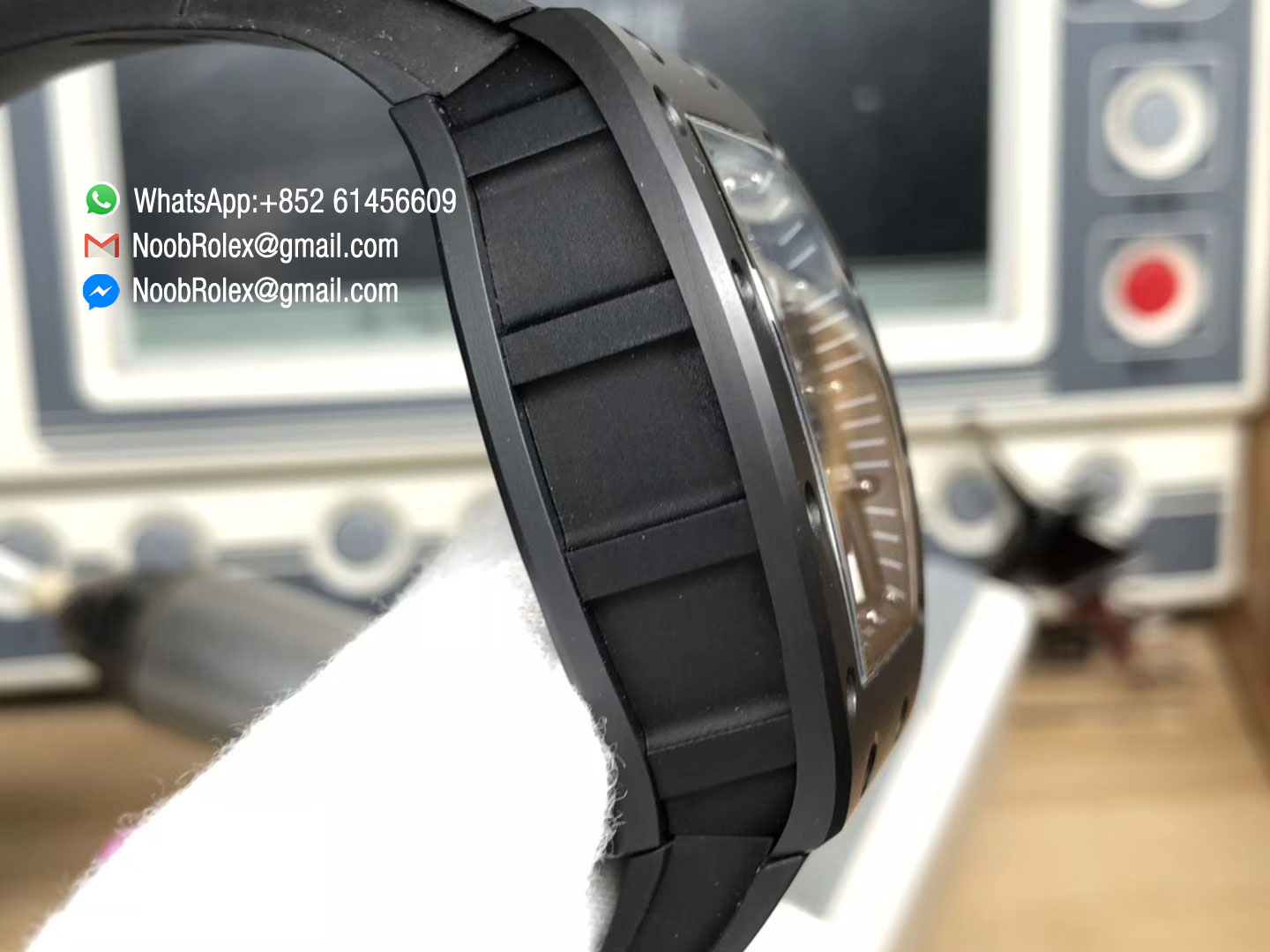 RM055FQ CA 001 Real Ceramic Case KVF Best Edition Skeleton Dial Silver Hands on Black Rubber Strap MIYOTA8215