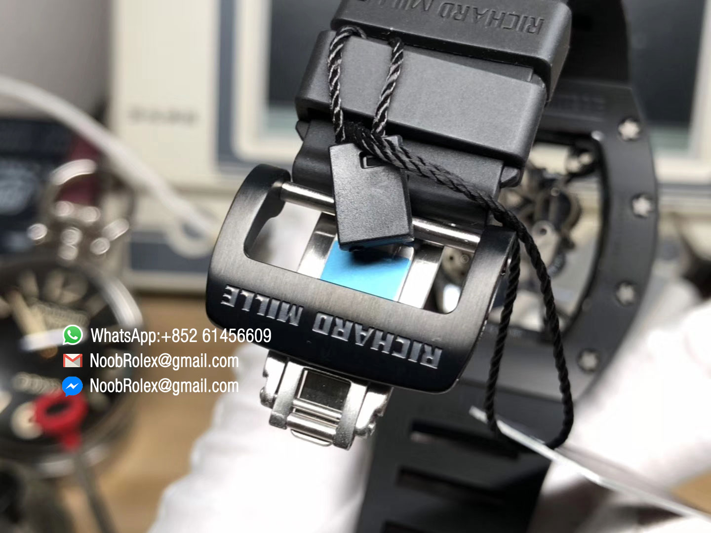 RM055FQ CA 001 Real Ceramic Case KVF Best Edition Skeleton Dial Silver Hands on Black Rubber Strap MIYOTA8215