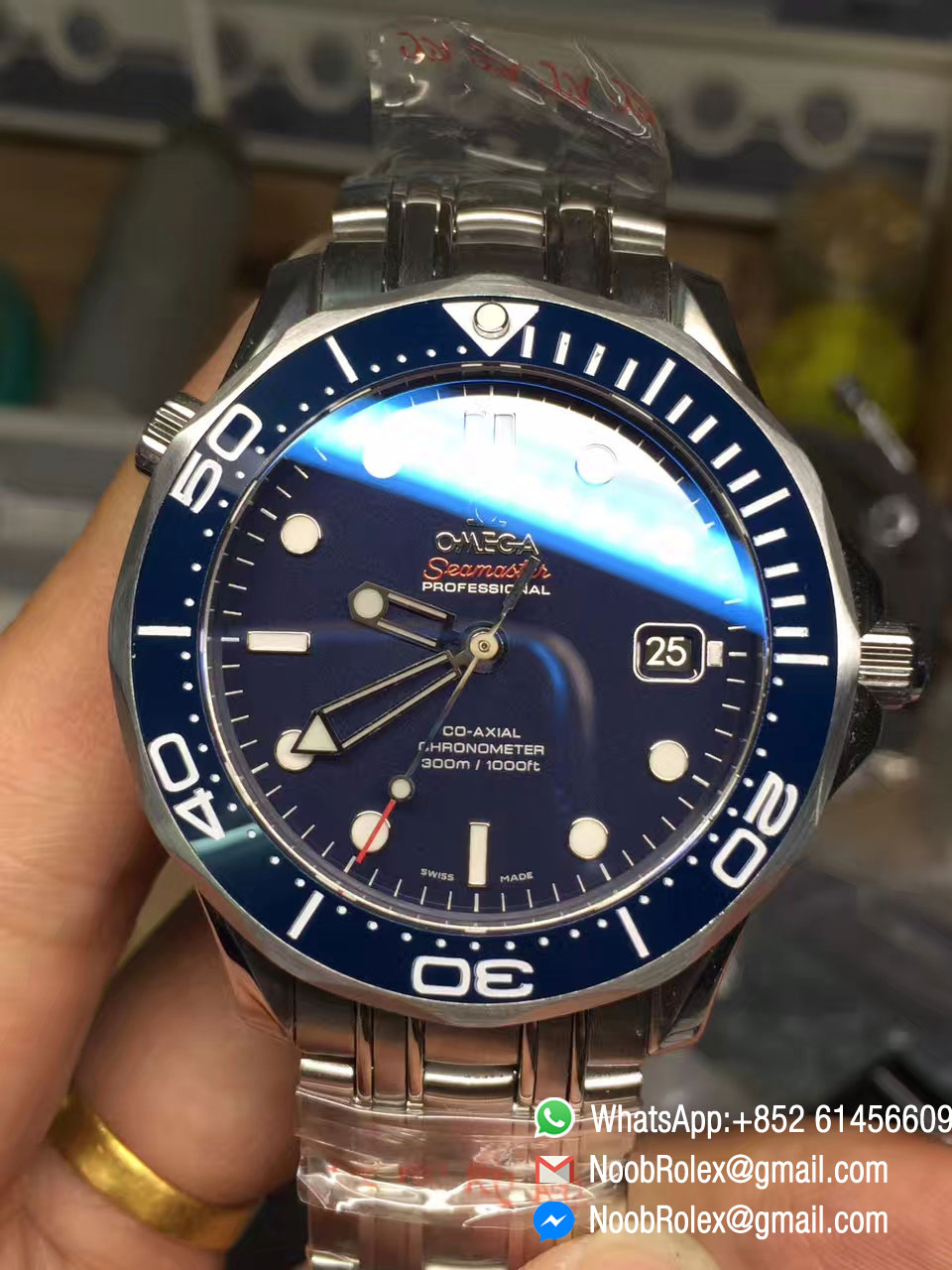 Seamaster 300M Chronometer Steel Case Blue Dial on Steel Bracelet A2824 Black Balance Wheel OMF Edition
