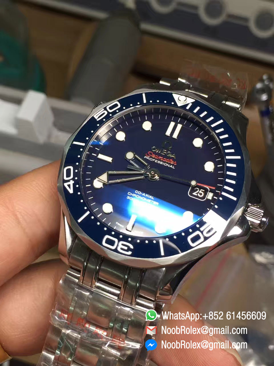 Seamaster 300M Chronometer Steel Case Blue Dial on Steel Bracelet A2824 Black Balance Wheel OMF Edition