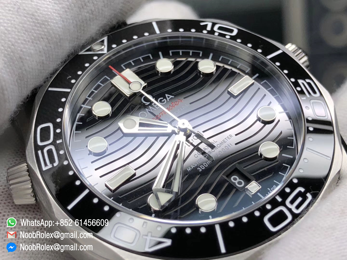 Seamaster Diver 300M CO-AXIAL MASTER CHRONOMETER Black Ceramic Dial on Black & Gray Nato Strap A8800 VSF 2018 Best Edition