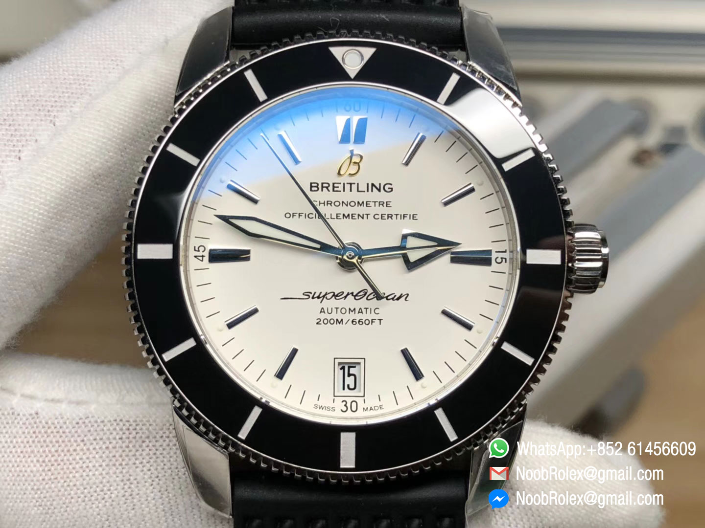 Superocean Heritage II AB201012 B20 Steel Case Black Bezel White Dial On Black Rubber Strap Miyota 9015 GF 1:1 Best Edition