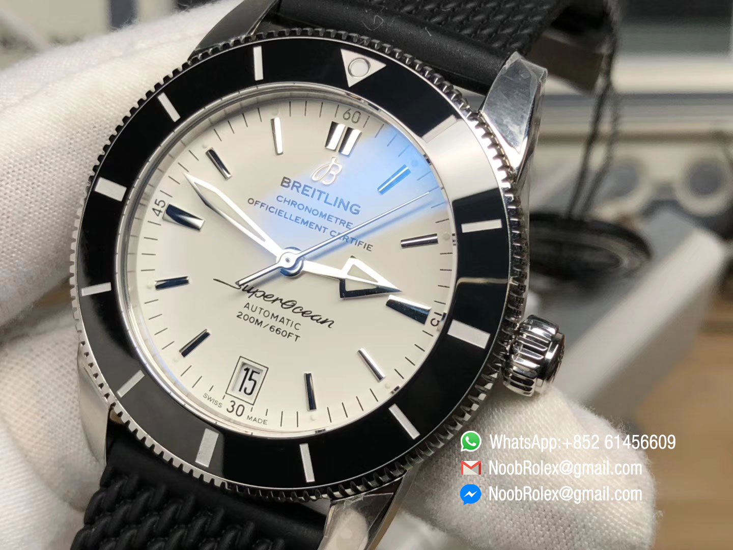 Superocean Heritage II AB201012 B20 Steel Case Black Bezel White Dial On Black Rubber Strap Miyota 9015 GF 1:1 Best Edition