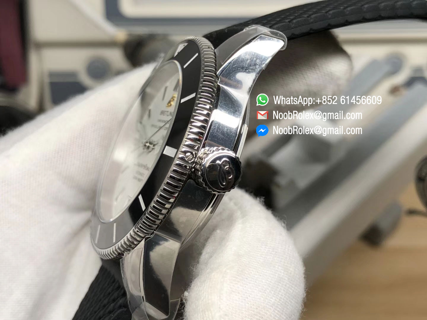 Superocean Heritage II AB201012 B20 Steel Case Black Bezel White Dial On Black Rubber Strap Miyota 9015 GF 1:1 Best Edition