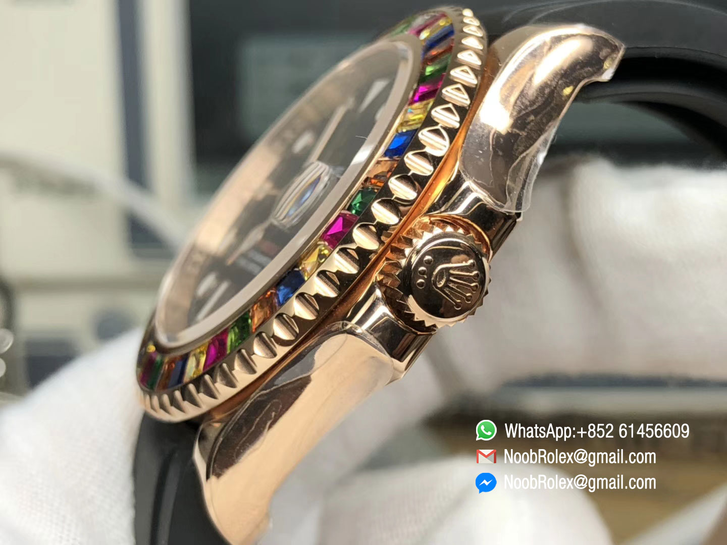 Yacht-Master 40mm 116695SATS Noob Factory V8 Best Edition 904L Case on Black Rubber Strap as Same as original Material