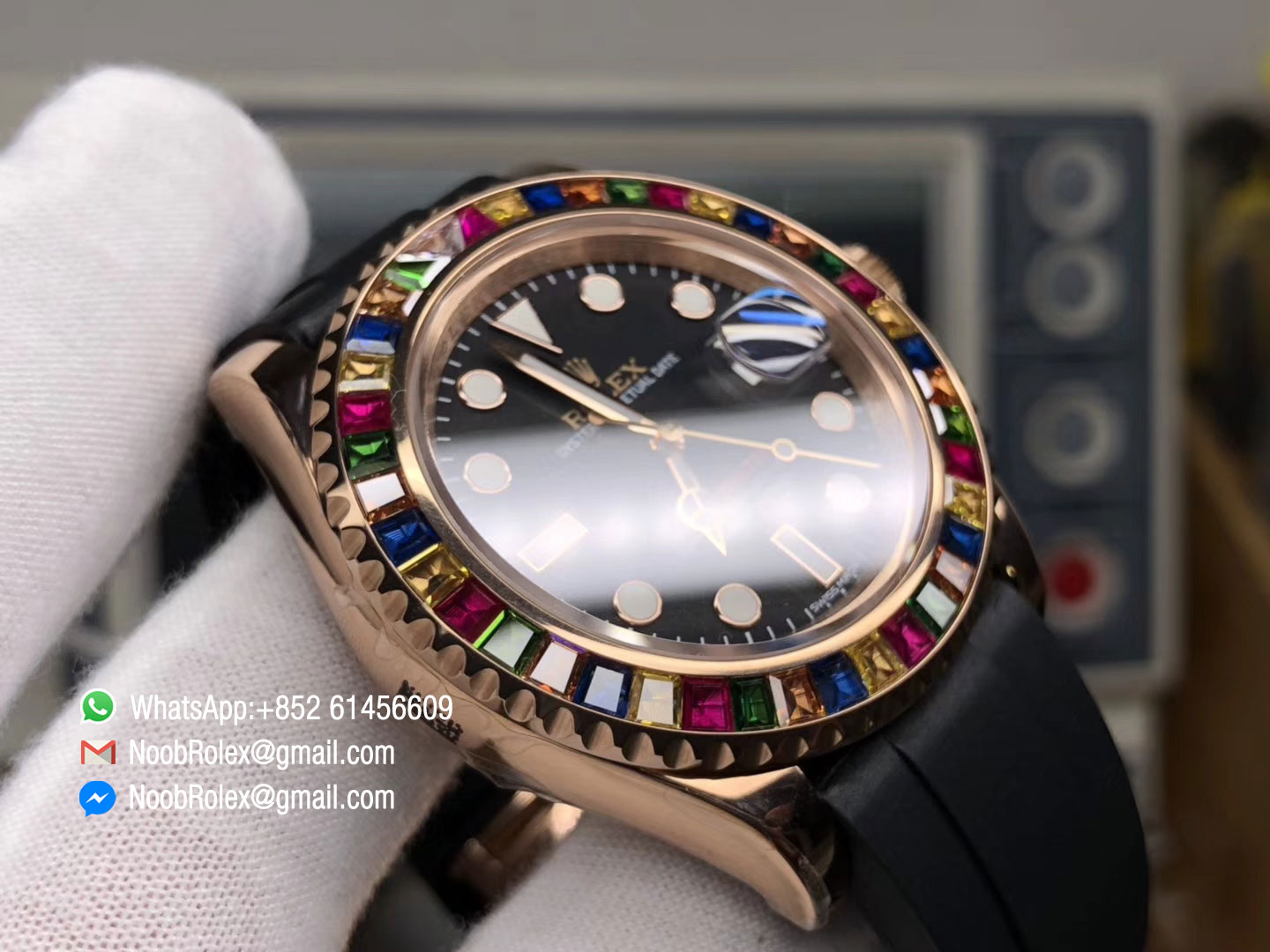 Yacht-Master 40mm 116695SATS Noob Factory V8 Best Edition 904L Case on Black Rubber Strap as Same as original Material