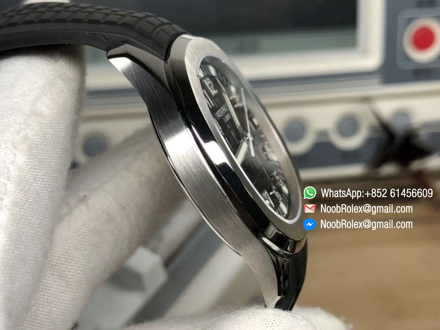 Aquanaut 5167 Stainless Steel Black Textured Dial on Black Rubber Strap A324 KMF Top Best Edition