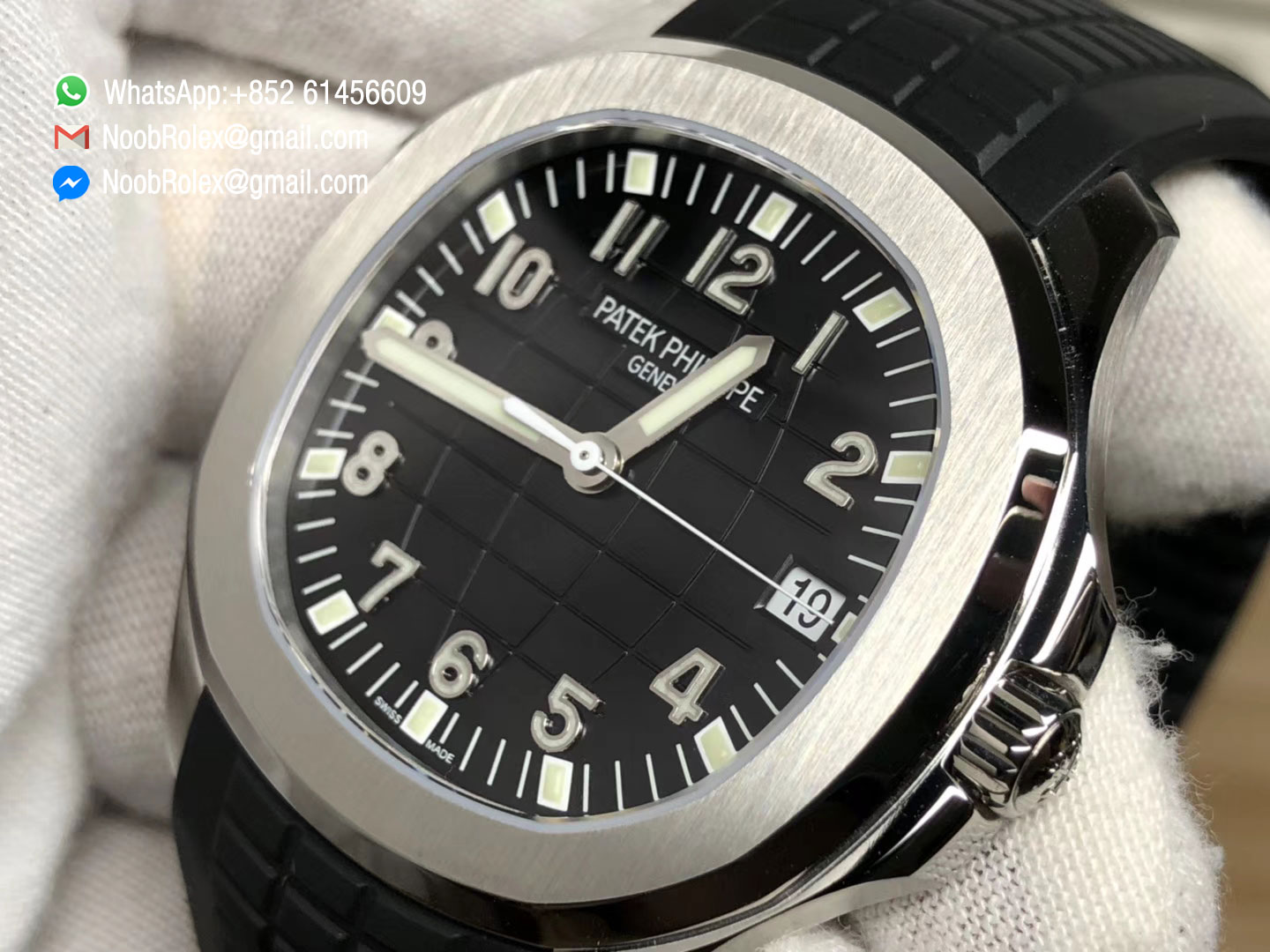 Aquanaut 5167 Stainless Steel Black Textured Dial on Black Rubber Strap A324 KMF Top Best Edition